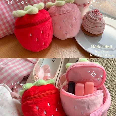 いちご🍓ポーチチャーム/カラビナ付き