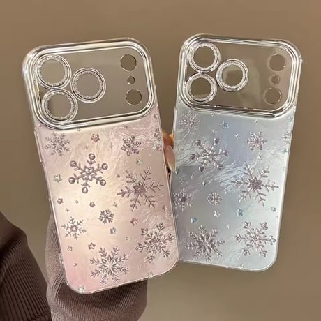 【iPhone17/Air対応】雪の結晶❄キラキラグリッターiPhoneケース