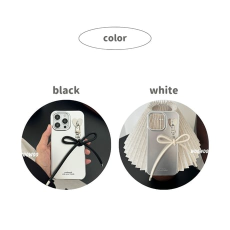 【iPhone17対応】シンプルシルバーケース&リボンチャームiPhoneケース