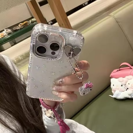 レインストーンデコチャーム付き( Ξ ・ω・🎀)iPhoneケース