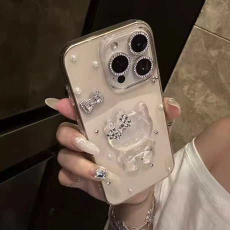 【iPhone17対応】クリアシルエットキラキラiPhoneケース