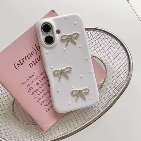 Pearl 3ren ribbon leather iPhoneケース