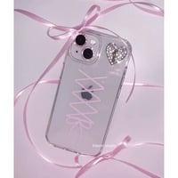 リボンレースアップiPhoneケース♥チャームホルダー＆リボンｾｯﾄ