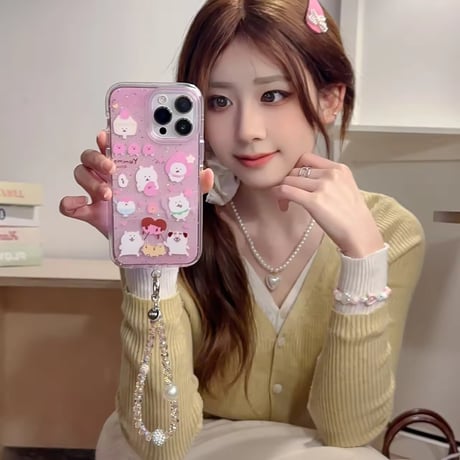いっぬやみー柄ピンクiPhoneケース