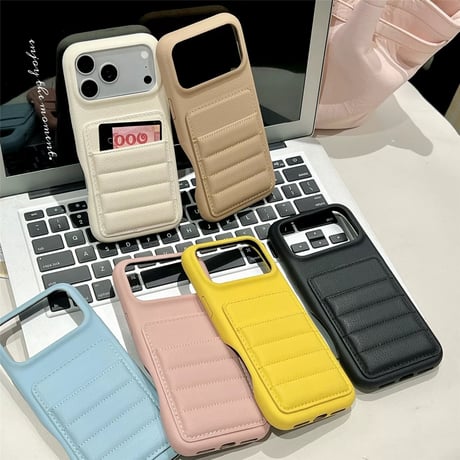 もこもこカードケース付きソフトレザーiPhoneケース