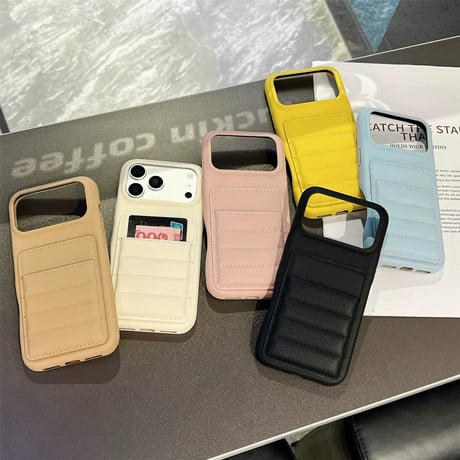 もこもこカードケース付きソフトレザーiPhoneケース
