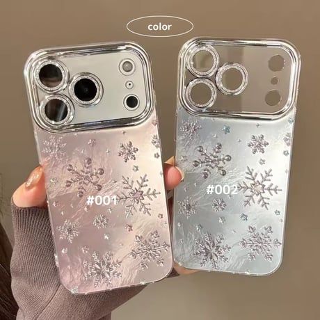 【iPhone17/Air対応】雪の結晶❄キラキラグリッターiPhoneケース