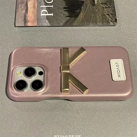 高見え♡3ｄリボン付きレザーiPhoneケース
