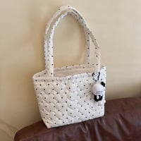 ドットハートキルティングトートバッグ/通学バッグ/通勤バッグ/サブバッグ/マザーズバッグ/大容量/大きめトート
