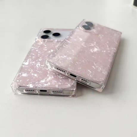 【iPhone17対応】カクカクピンクシェルiPhoneケース