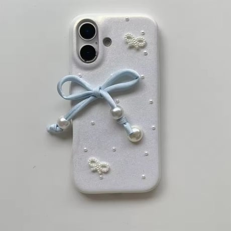 Pearl ribbon leather iPhoneケース