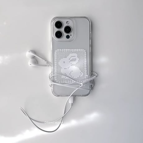 レースラビット刺繍風iPhoneケース