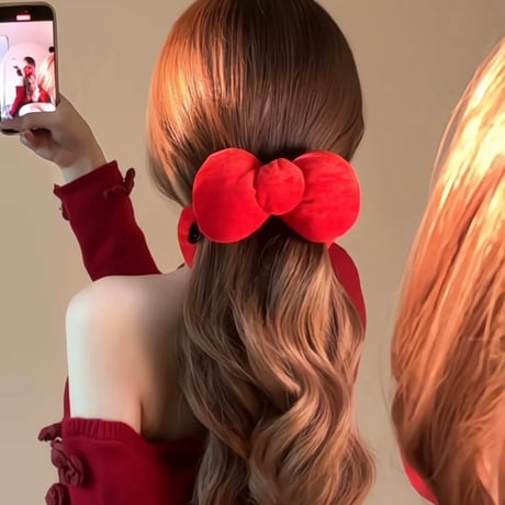 おおきいふっくらキャラリボンヘアクリップ / ヘアバレッタ / バナナクリップ