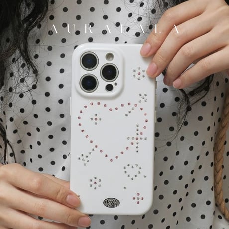 ラインストーンデコハートキューピッド💘iPhoneケース