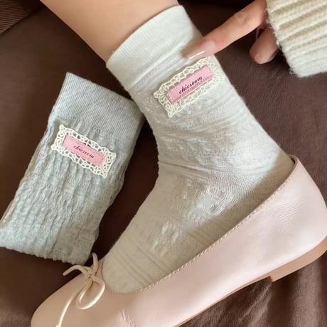 レースピンクタグ付きソックス/靴下