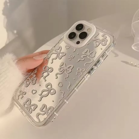 リボンいっぱいミラーiPhoneケース