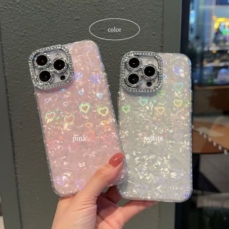 偏光ラメハート♡♡キラキラiPhoneケース
