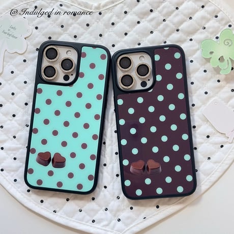 【iPhone17対応】チョコミントドットiPhoneケース
