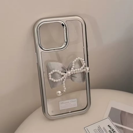 ダブルリボン🎀クリアドットiPhoneケース