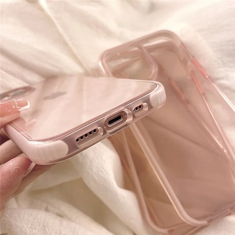 シンプルクリアピンクバンパーiPhoneケース