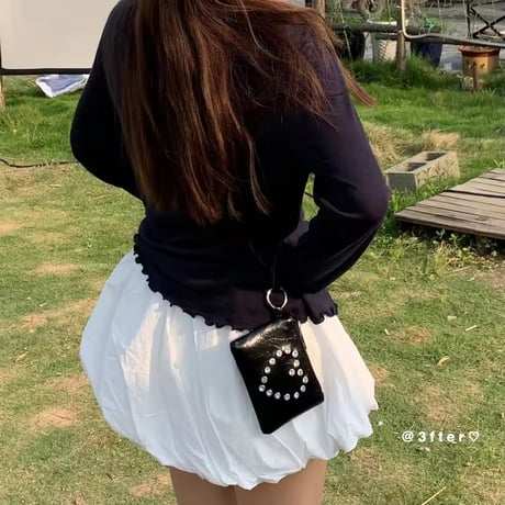 韓国アイドルにも大人気♥キラキラストーンハートフェイクレザーミニバッグ