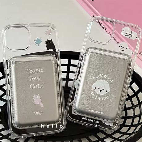 【MagSafe対応】カラフルにゃんこカードホルダー付きiPhoneケース
