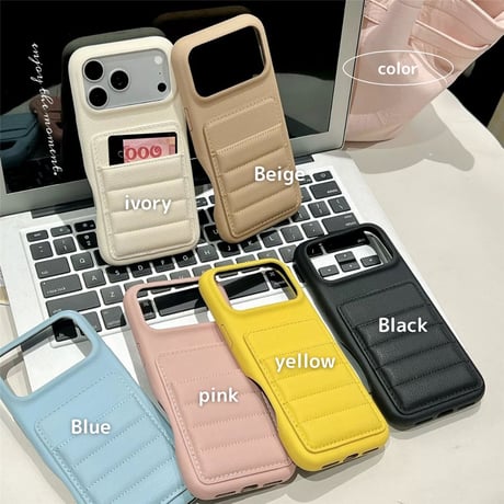 もこもこカードケース付きソフトレザーiPhoneケース