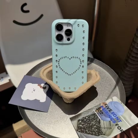 premium💗ハートラインストーンiPhoneケース