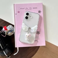 チャーム付きホワイトウィングiPhoneケース