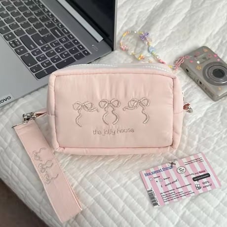 クッションリボン刺繍ポーチ
