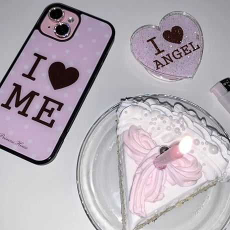 【iPhone17対応】🍫brown pink 「I♥ME」チャーム付きiPhoneケース
