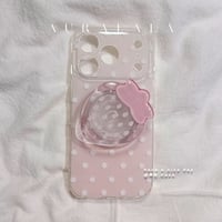 【iPhone17対応】ちゅるんいちごグリップドットピンクiPhoneケース
