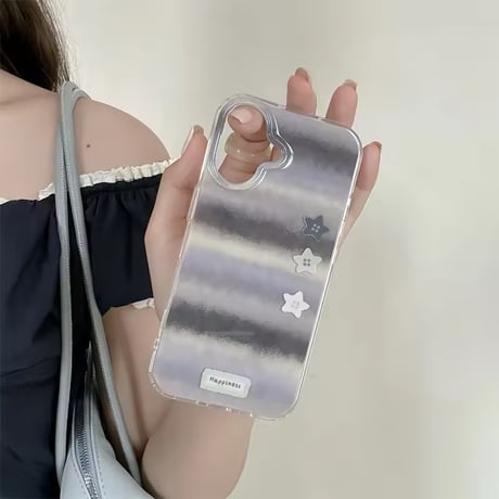 【iPhone17対応】韓国トレンド✨ほわほわボーダーiPhoneケース