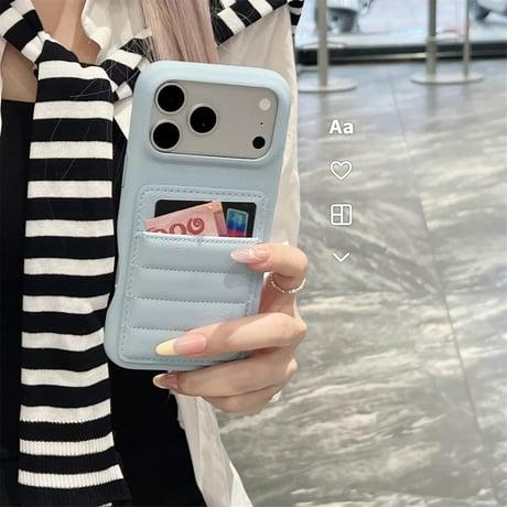 もこもこカードケース付きソフトレザーiPhoneケース