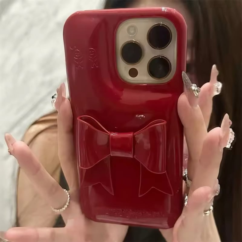 レッド🎀]3DリボンiPhoneケース | AURALALA | 輸入韓国雑貨＆インテリア
