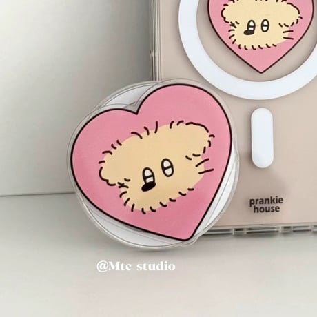 ゆるわんこハートグリップ付きiPhoneケース