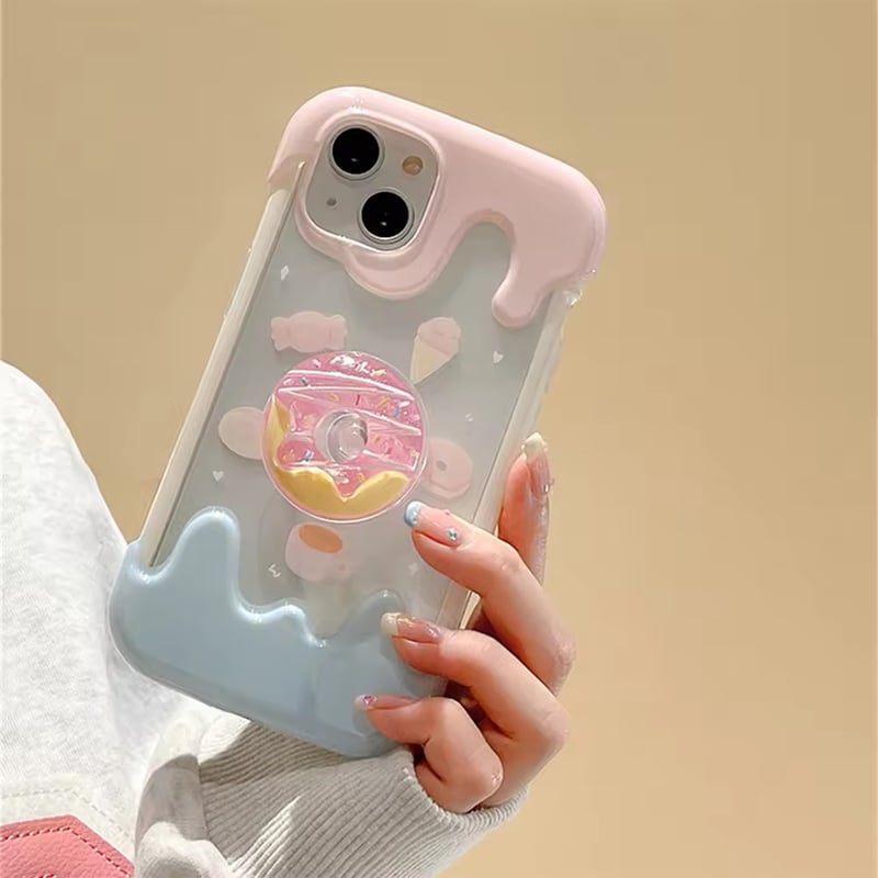 【新品】3D ドーパミン風フルーツデザイン ソフトフォンケース ベビーピンク クリアピンクドーナツiPhoneケース | AURALALA | 輸入韓国雑貨＆インテリア