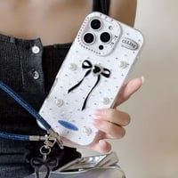 お得セット✨デコパーツリボンストラップ付iPhoneケース