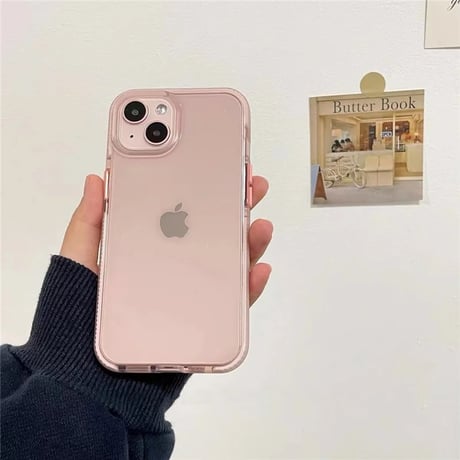 シンプルクリアピンクバンパーiPhoneケース