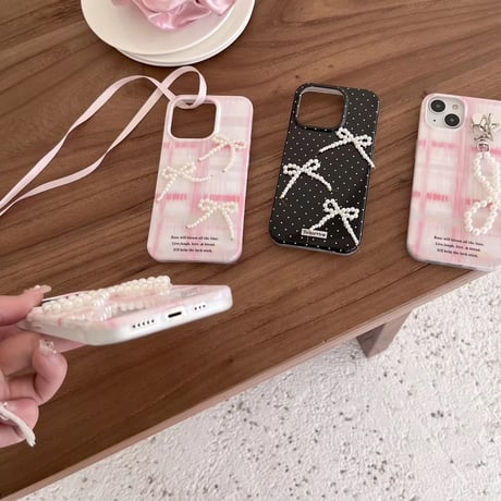 選べる4タイプ♡パールリボンデザインiPhoneケース