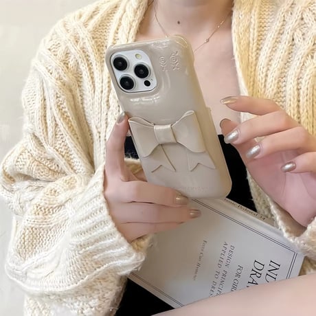 モカカラー3DリボンリンプルiPhoneケース