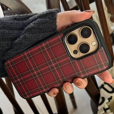 秋色レトロチェックiPhoneケース