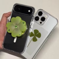 クローバーキラキラデコグリップ付きiPhoneケース