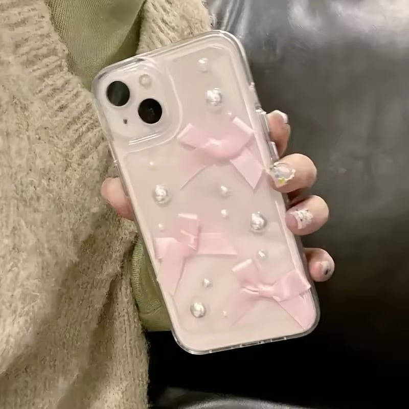 クリアパールリボン♡バレエコアiPhoneケース | AURALALA | 輸入韓国