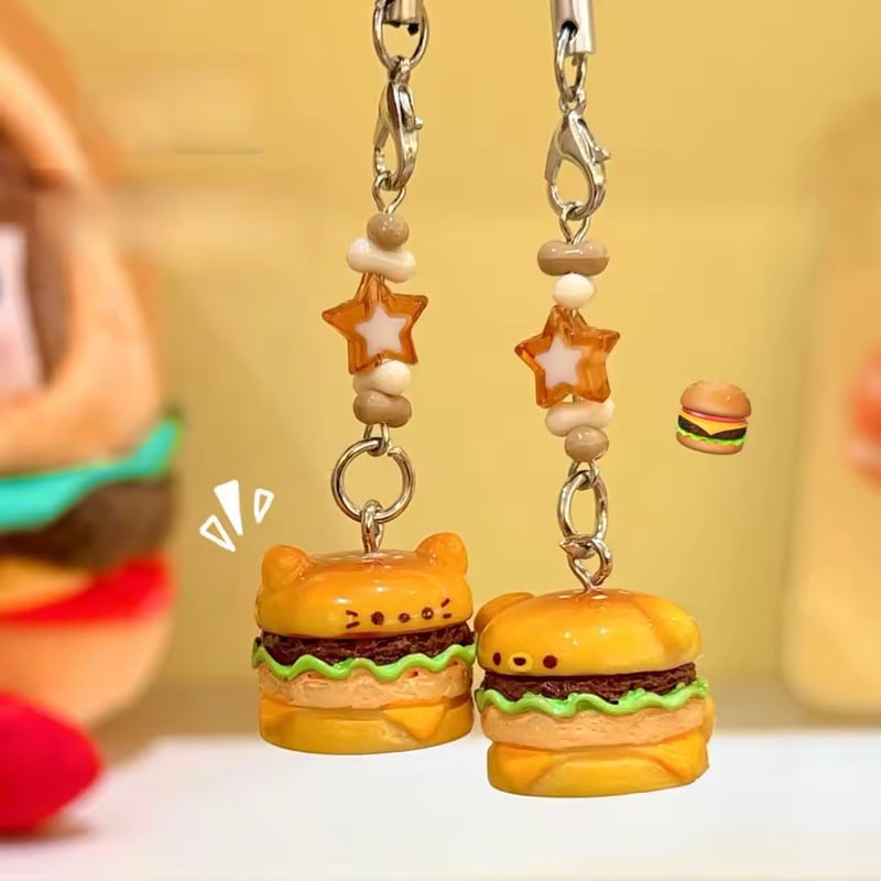 ハンバーガー🍔わんにゃんキーホルダー/チャーム | AURALALA | 輸入