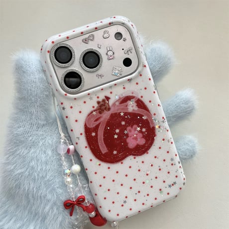 チャーム🍎デコアップルドットiPhoneケース