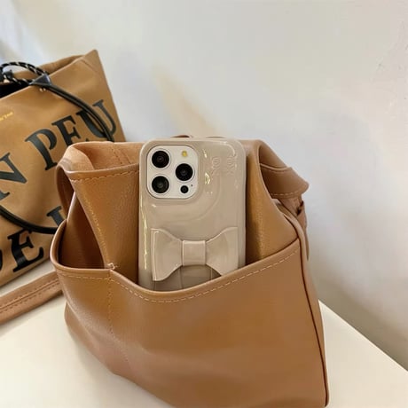 モカカラー3DリボンリンプルiPhoneケース