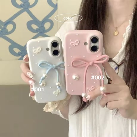 Pearl ribbon leather iPhoneケース
