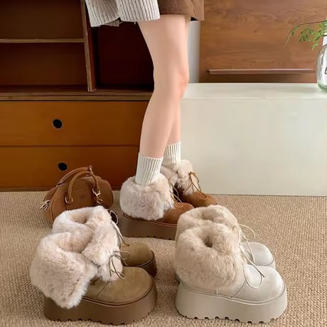 2WAY厚底ファーレースアップブーツ
