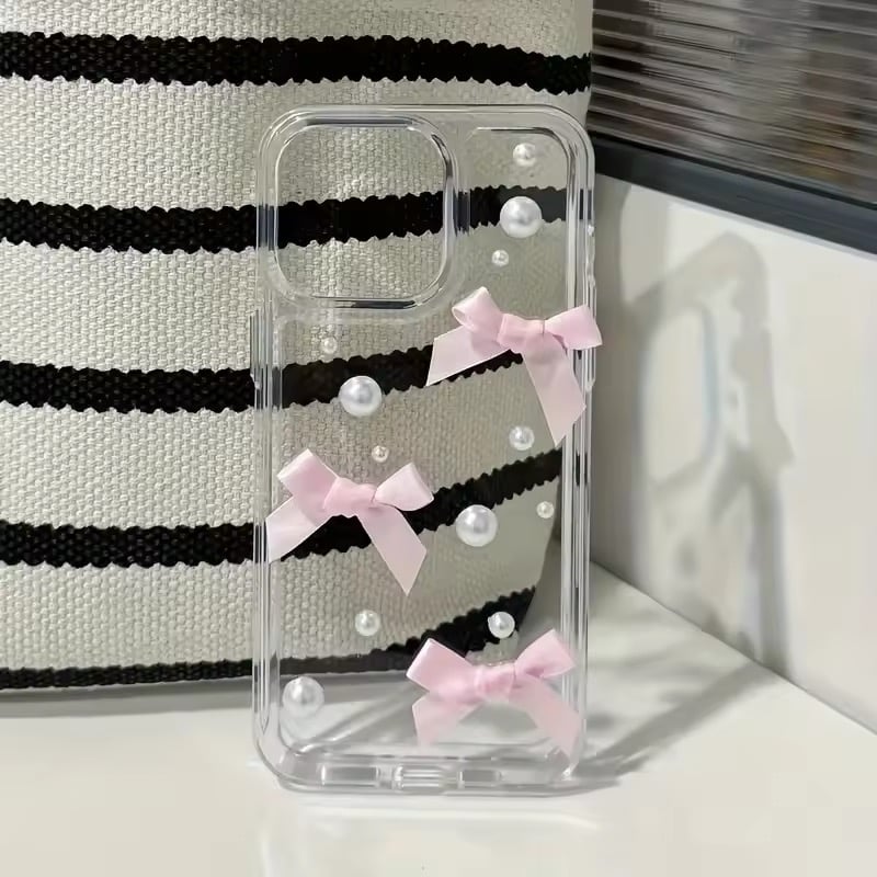 クリアパールリボン♡バレエコアiPhoneケース | AURALALA | 輸入韓国